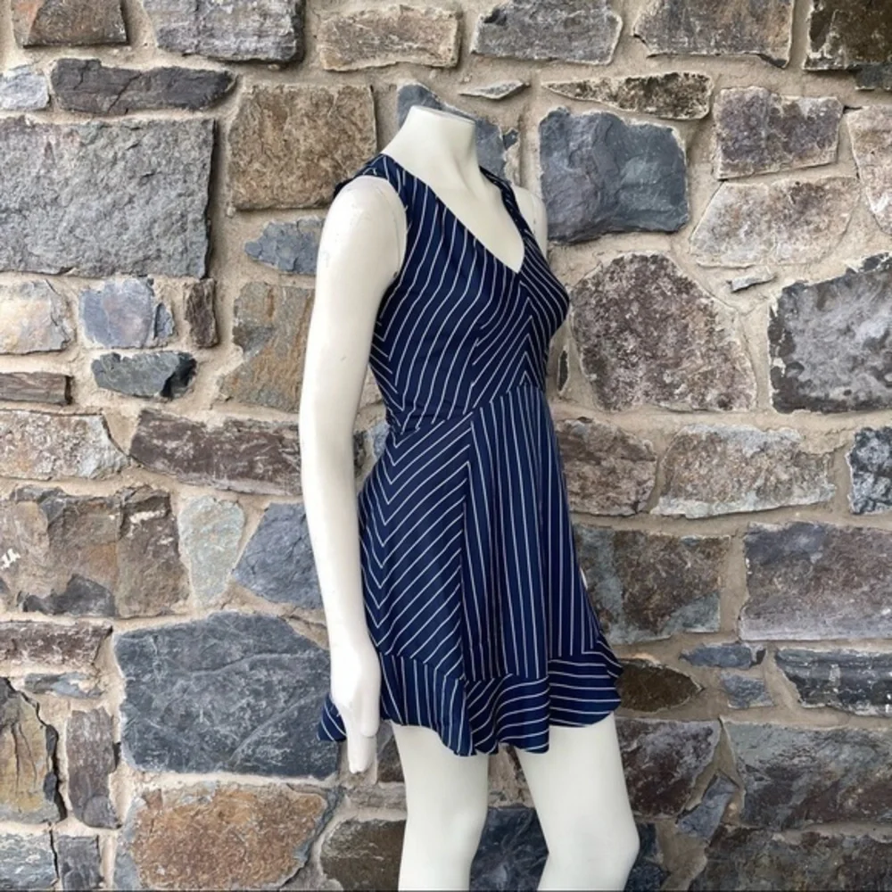 J.Crew Nautical Pinstripe Flounce Sleeveless Dress size 0